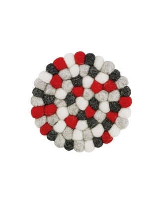 Suport rotund din lana, rosu, 10 cm, Lana - CILIO